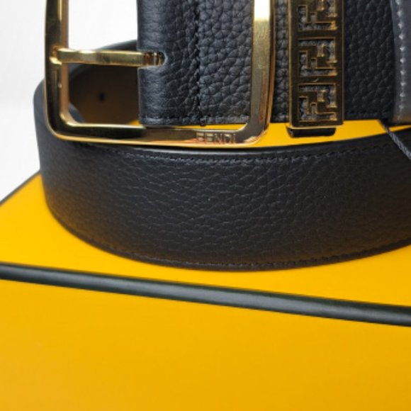 Fendi FF Black Leather with Polished Brass Buckle main image 5